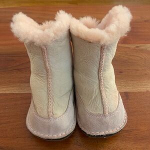 UGG Australia Infant BOO Pink Suede Sheepskin Booties Size M #5206